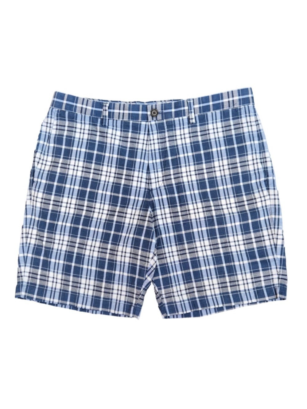 Men's Banana Republic Plaid Flat Front Shorts Blue Waist 35